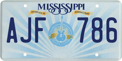 MS license plate AJF786