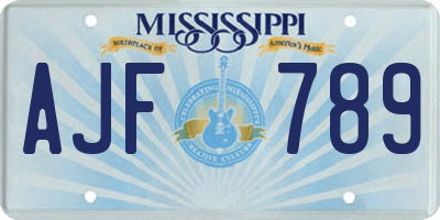 MS license plate AJF789