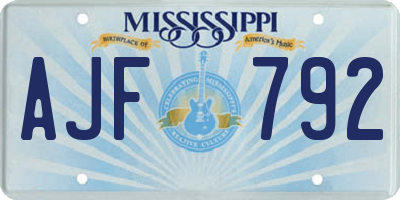 MS license plate AJF792