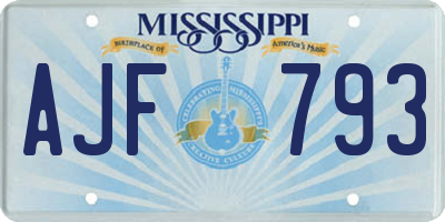 MS license plate AJF793