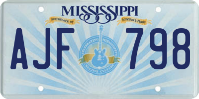 MS license plate AJF798