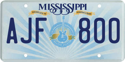 MS license plate AJF800