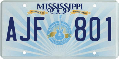 MS license plate AJF801