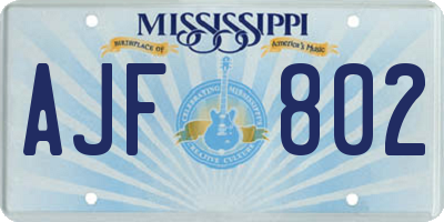 MS license plate AJF802