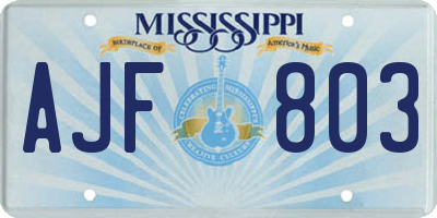MS license plate AJF803