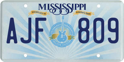MS license plate AJF809