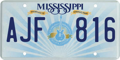 MS license plate AJF816