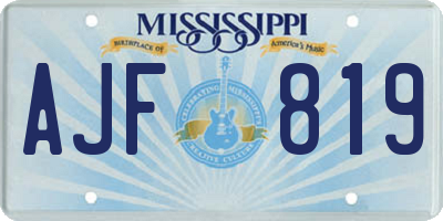 MS license plate AJF819