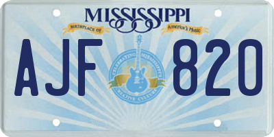 MS license plate AJF820