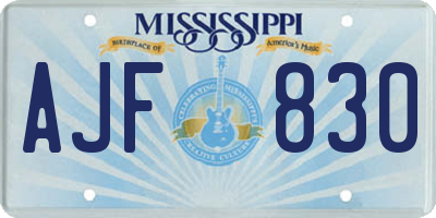 MS license plate AJF830