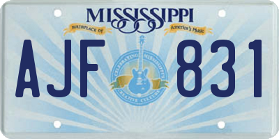 MS license plate AJF831
