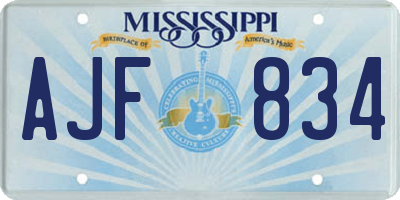 MS license plate AJF834