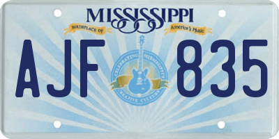 MS license plate AJF835