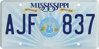 MS license plate AJF837