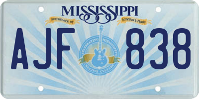 MS license plate AJF838