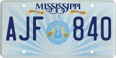 MS license plate AJF840