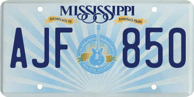 MS license plate AJF850