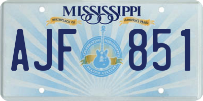 MS license plate AJF851