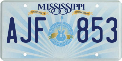 MS license plate AJF853
