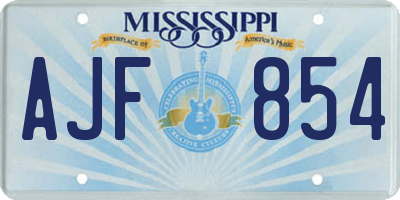 MS license plate AJF854