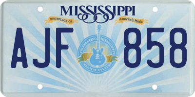 MS license plate AJF858