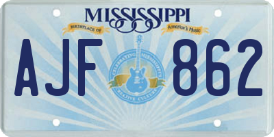 MS license plate AJF862