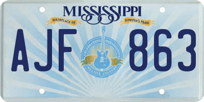 MS license plate AJF863