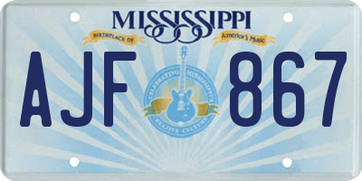 MS license plate AJF867