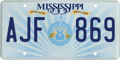 MS license plate AJF869