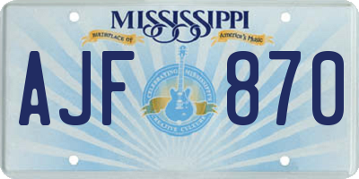 MS license plate AJF870