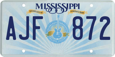 MS license plate AJF872