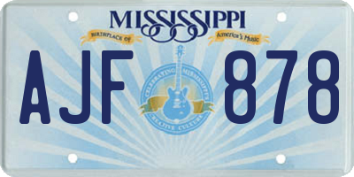 MS license plate AJF878