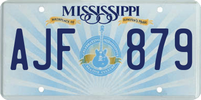 MS license plate AJF879