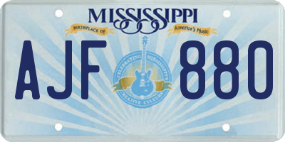 MS license plate AJF880