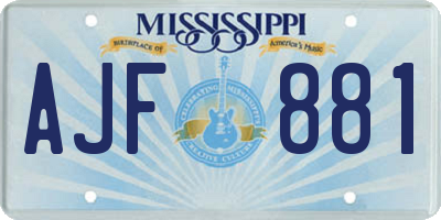 MS license plate AJF881