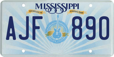 MS license plate AJF890