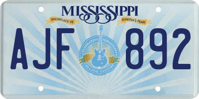 MS license plate AJF892