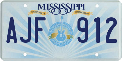 MS license plate AJF912