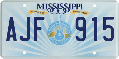 MS license plate AJF915