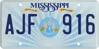 MS license plate AJF916