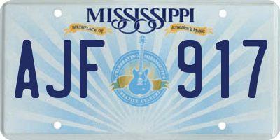 MS license plate AJF917
