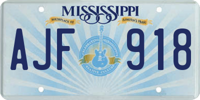 MS license plate AJF918