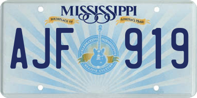 MS license plate AJF919