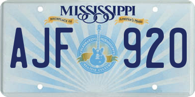 MS license plate AJF920
