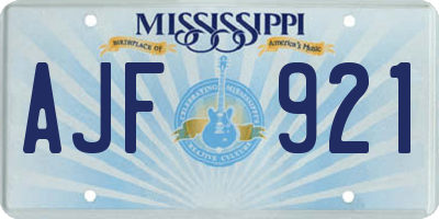 MS license plate AJF921