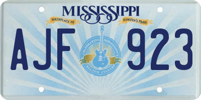 MS license plate AJF923
