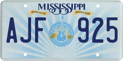 MS license plate AJF925