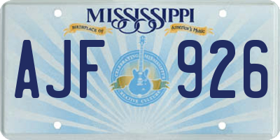 MS license plate AJF926