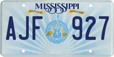 MS license plate AJF927
