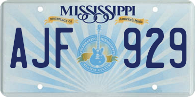 MS license plate AJF929